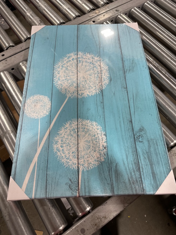 Photo 1 of 16''x24' Teal Dandelion Flower Canvas Wall Art 