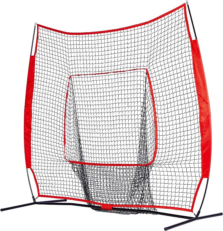 Photo 1 of Baseball and Softball Practice Net 7×7ft Portable Hitting Batting Training Net with Carry Bag and Metal Frame
