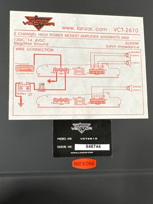 Photo 3 of Lanzar 2-Channel High Power MOSFET Amplifier - Slim 6000 Watt Bridgeable Mono Stereo 2 Channel Car Audio Amplifier-Crossover Frequency and Bass Boost Control, RCA Input,Line Output - Lanzar VCT2610 2 6000-watt