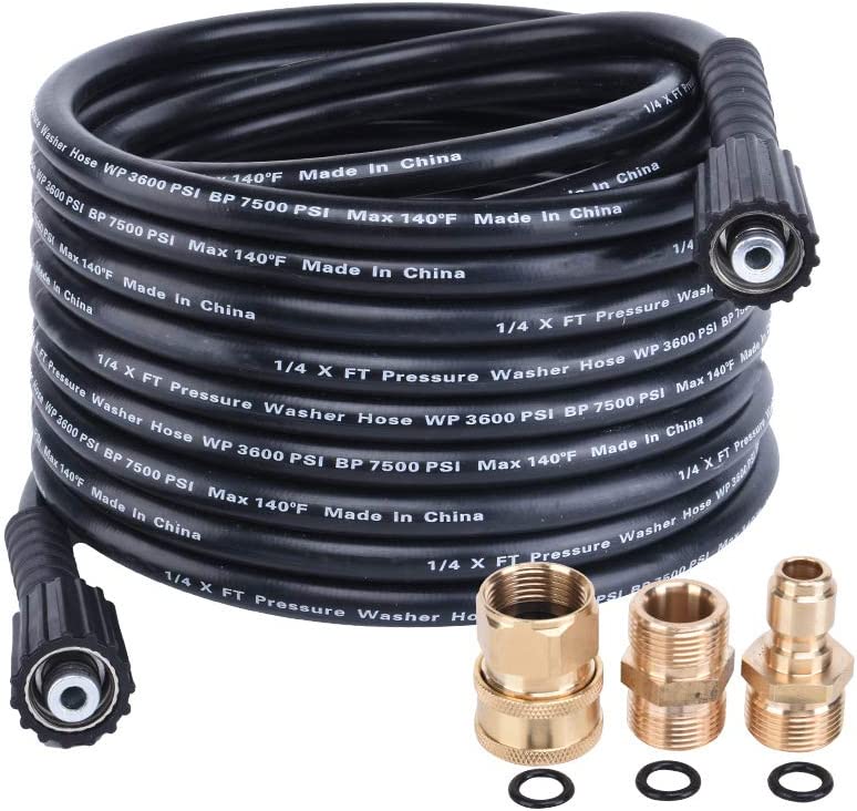 Photo 1 of 25 Ft High Pressure Washer Hose , Upgraded Power Washer Hose for Replacement and Extension, M22 14mm or M22 15mm
