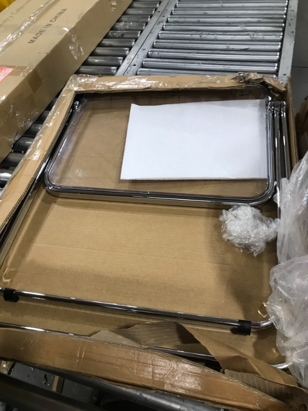 Photo 1 of DIYHD Transparent Clear Folding Table PC Plastic Living Room Table Chrome Frame 91X75X7CM