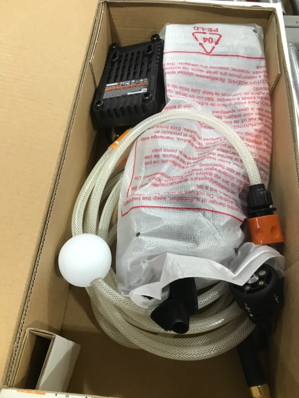 Photo 2 of WORX Hydroshot 20V Power Share 320 PSI Portable Power Cleaner -WG620 (Battery & Charger Included) w/ 20V 4.0Ah Battery & Charger Black/Orange