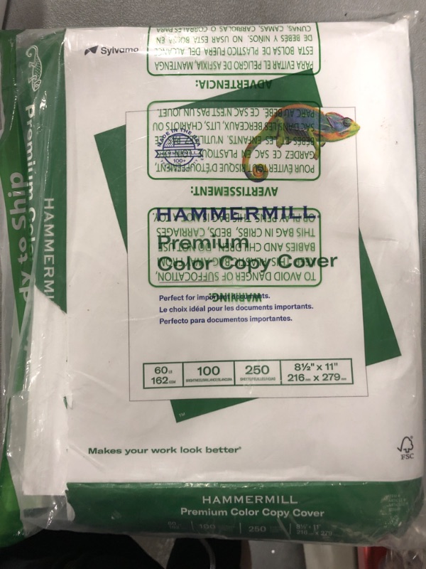 Photo 2 of Hammermill, 122549, Premium Color Copy Cover, 100 Bright, 60lb, 8.5 x 11, 250/Pack, Sold As 1 Pack