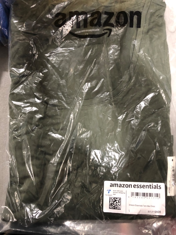 Photo 2 of [Size L] Amazon Essentials Women's Tank Maxi Dress Rayon Blend Dark Olive Large