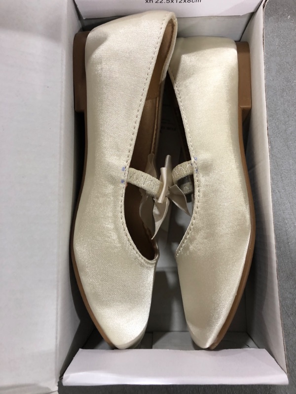 Photo 2 of [Size 13] DREAM PAIRS Girl's Mary Jane Front Bow Elastic Strap Ballerina Flat- Sophia22/Ivory