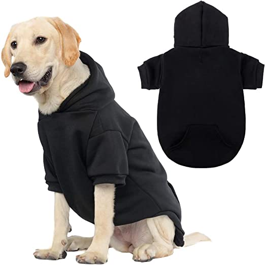 Photo 1 of [Size L] Basic Dog Hoodie - Soft and Warm Dog Hoodie Sweater with Leash Hole and Pocket- Black 