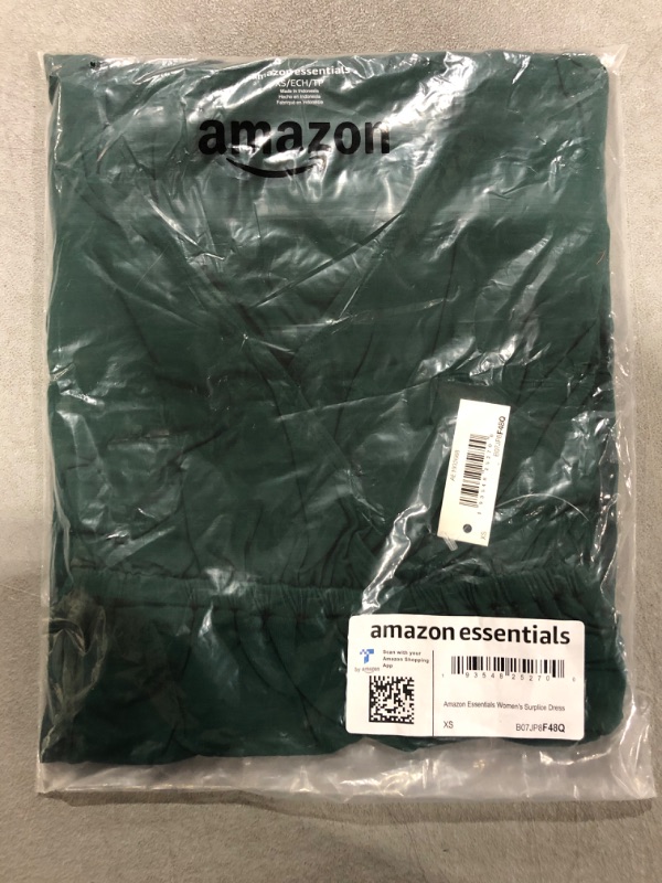 Photo 2 of [Size X-Small] Amazon Essentials Women's Surplice Dress (Available in Plus Size) Rayon Blend Jade Green 