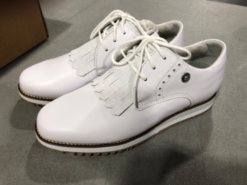 Photo 2 of [Size 6.5 Wide] FootJoy Women's Sport Retro Golf Shoe- White/Grey