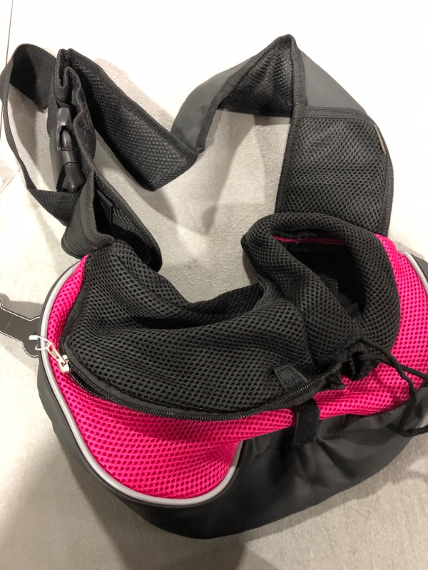 Photo 2 of [Size Small] YUDODO Pet Dog Sling Carrier Breathable Mesh Travel Safe Sling Bag Carrier for Dogs Cats (Pack of 1) Pink black