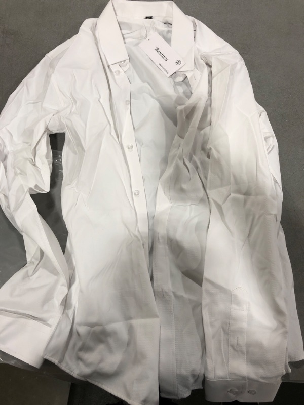 Photo 2 of [Size M] Beninos Mens Long Sleeve Slim Fit Dress Shirts White Medium