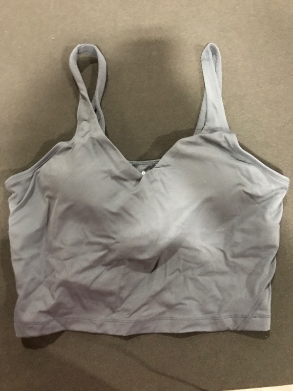 Photo 2 of [Size L] Womens U Back Yoga Bra Padded Longline Workout Crop top Gray 