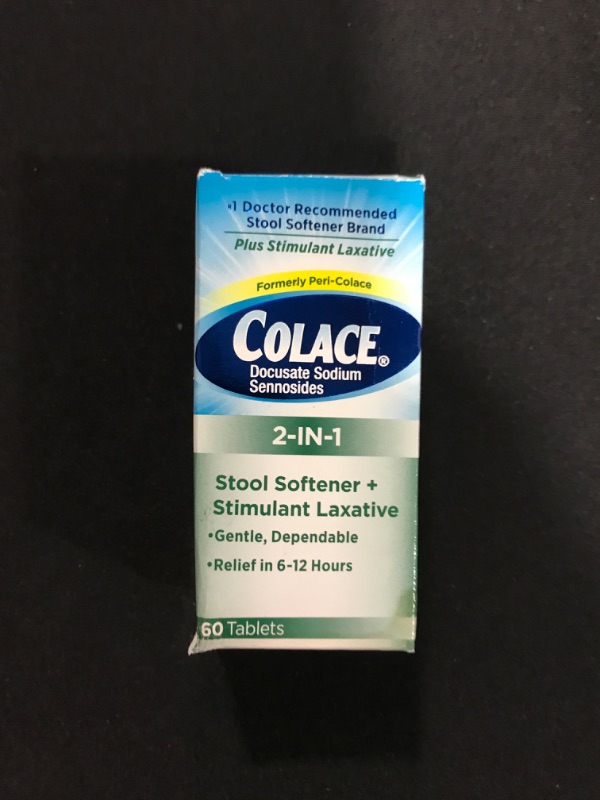 Photo 2 of Colace 2-in-1 Stool Softener & Stimulant Laxative Tablets, 60 Count, Gentle Constipation Relief In 6-12 Hours 60 Count (Pack of 1)