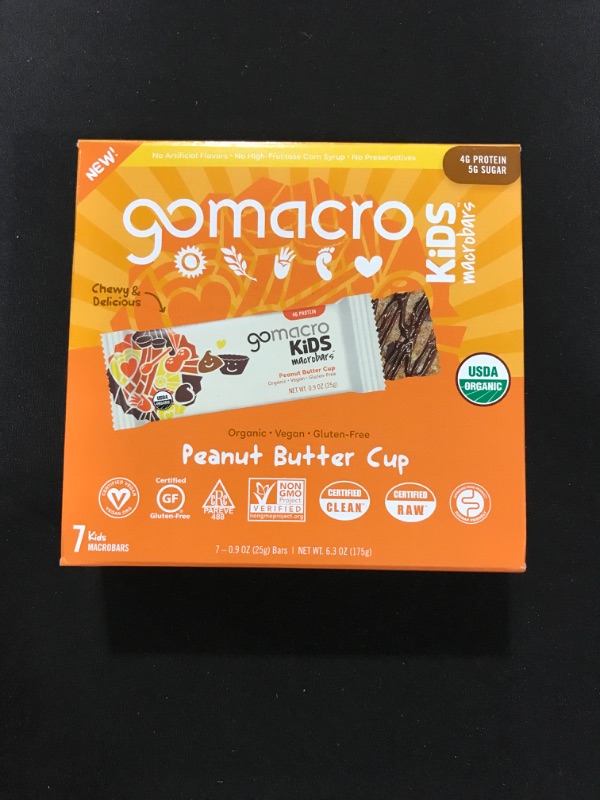 Photo 2 of GoMacro Kids MacroBar, Peanut Butter Cup, Organic Vegan Snack Bars, 7 ct