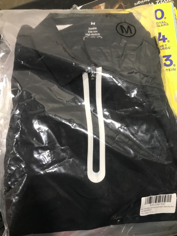 Photo 1 of Alex Vando Mens Golf Shirt Moisture Wicking Quick-Dry Short Sleeve Casual Polo Shirts for Men Zipper Black Medium