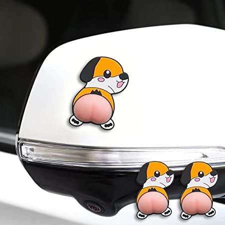 Photo 1 of 2 PCS Cute Animal Stickers, Anti Collision Car Door Stickers, Waterproof 3D Silicone Butt Stickers for Car, Car Accessories Car Door Guards Protectors Rearview Mirror Bumper Stickers (Dog)
