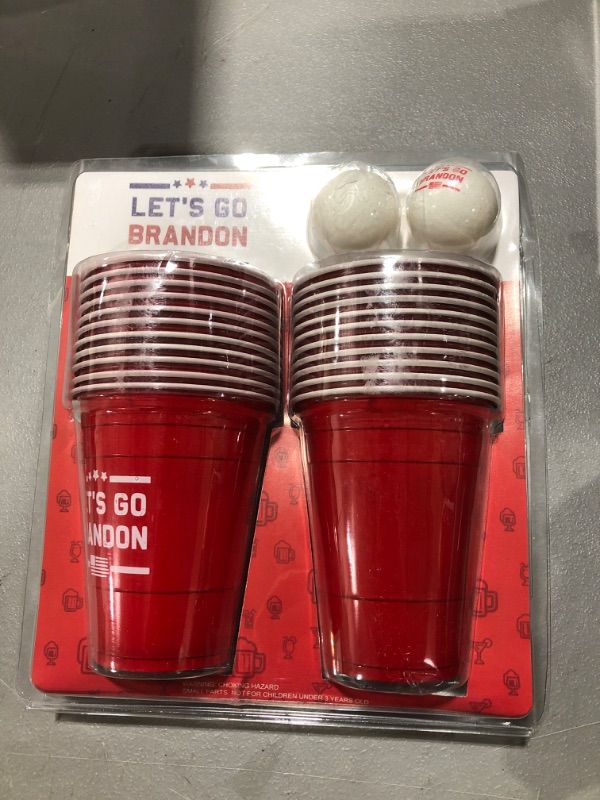 Photo 1 of "Let's Go Brandon" Beer Pong 16 Cups & 2 Pong Balls