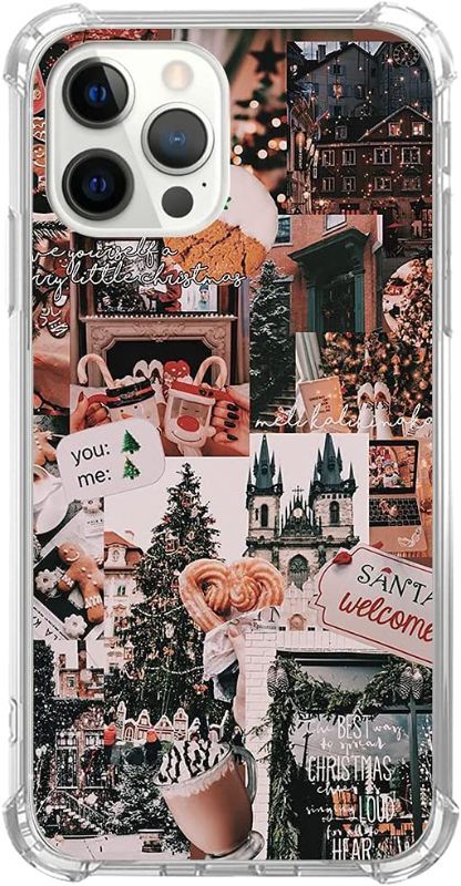Photo 1 of Aesthetic Christmas Case for iPhone 14 Pro Max, Trendy Winter Collage Case for iPhone 14 Pro Max for Women Men, TPU Bumper Protective Cover Case
