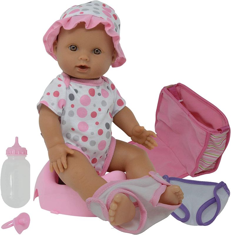Photo 1 of Drink and Wet Potty Training Baby Doll posable Dolls with Pacifier, Bottle, and Diapers - Helps Toilet Training for Kids (Hispanic)
