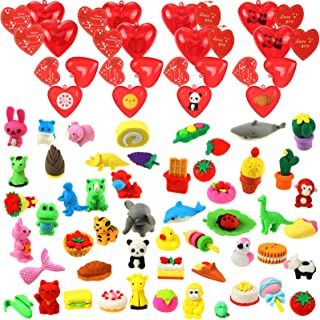 Photo 1 of 168 Pack Animal Dessert Eraser Toys Filled Hearts for Kids Birthday Party Favors 56 Animal Dessert Eraser 56 Filled Hearts and 56 Cards Gifts for Boys Girl Baby Shower 