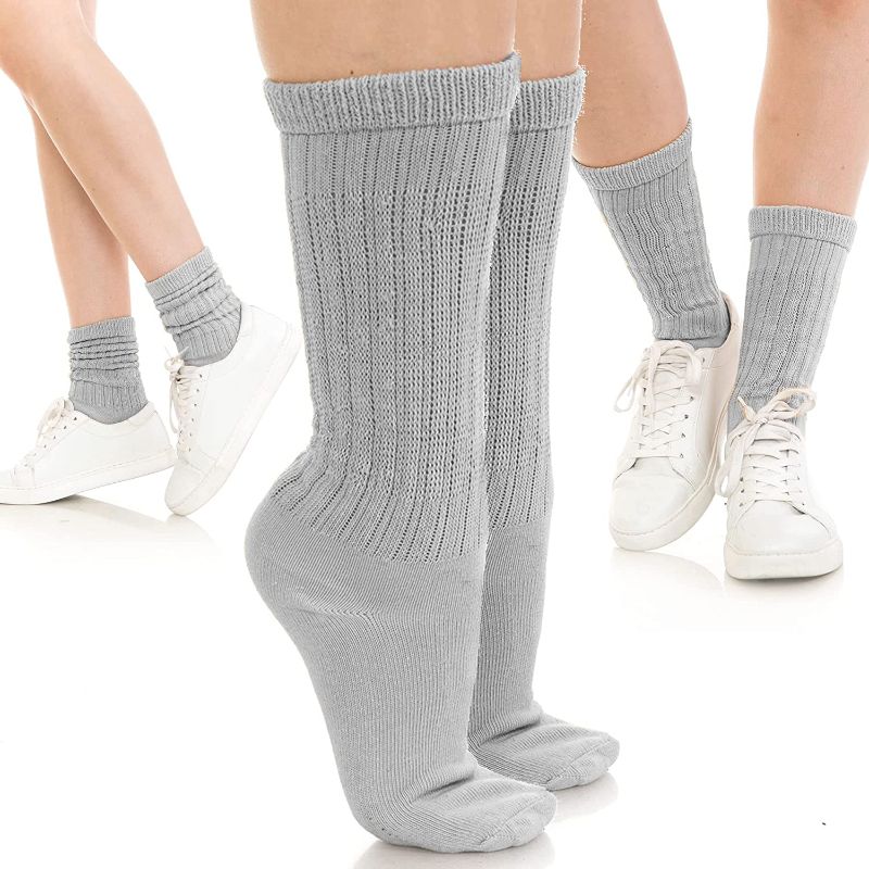 Photo 1 of 3PK Slouch Socks, Crew Socks, Grey - Size 4-10