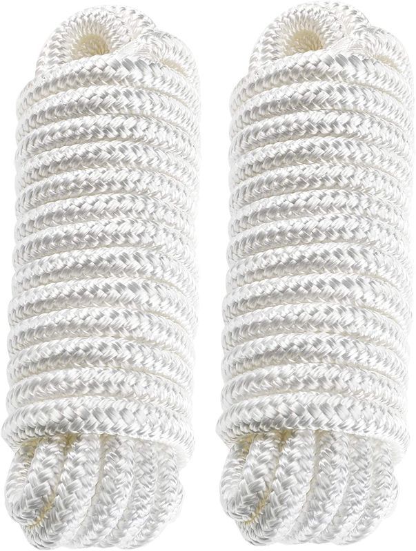 Photo 1 of Amarine Made 2 Pack of 1/2 Inch 20 FT Double Braid Nylon Dockline Mooring Rope Double Braided Dock Line,
