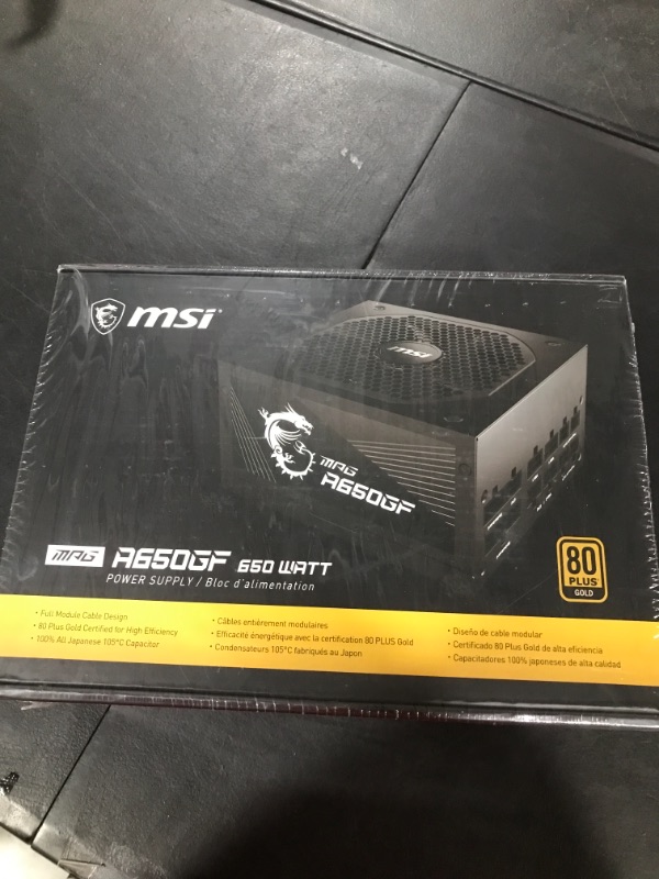 Photo 1 of **FACTORY SEALED** MSI MPG A650GF Gaming Power Supply - Full Modular - 80 PLUS Gold Certified 650W - 100% Japanese 105°C Capacitors - Compact Size - ATX PSU