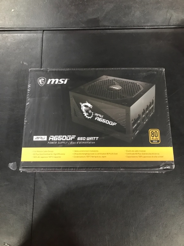 Photo 2 of **FACTORY SEALED** MSI MPG A650GF Gaming Power Supply - Full Modular - 80 PLUS Gold Certified 650W - 100% Japanese 105°C Capacitors - Compact Size - ATX PSU