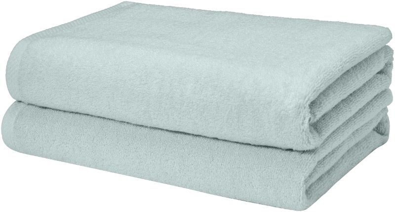 Photo 1 of AMAZON BASICS QUICK-DRY BATH TOWELS - 100% COTTON, 2-PACK, ICE BLUE
