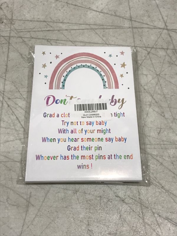 Photo 2 of Don't Say Baby Set - One 5x7 Sign and 50 Mini Clothespins, Baby Shower Games (design varies)