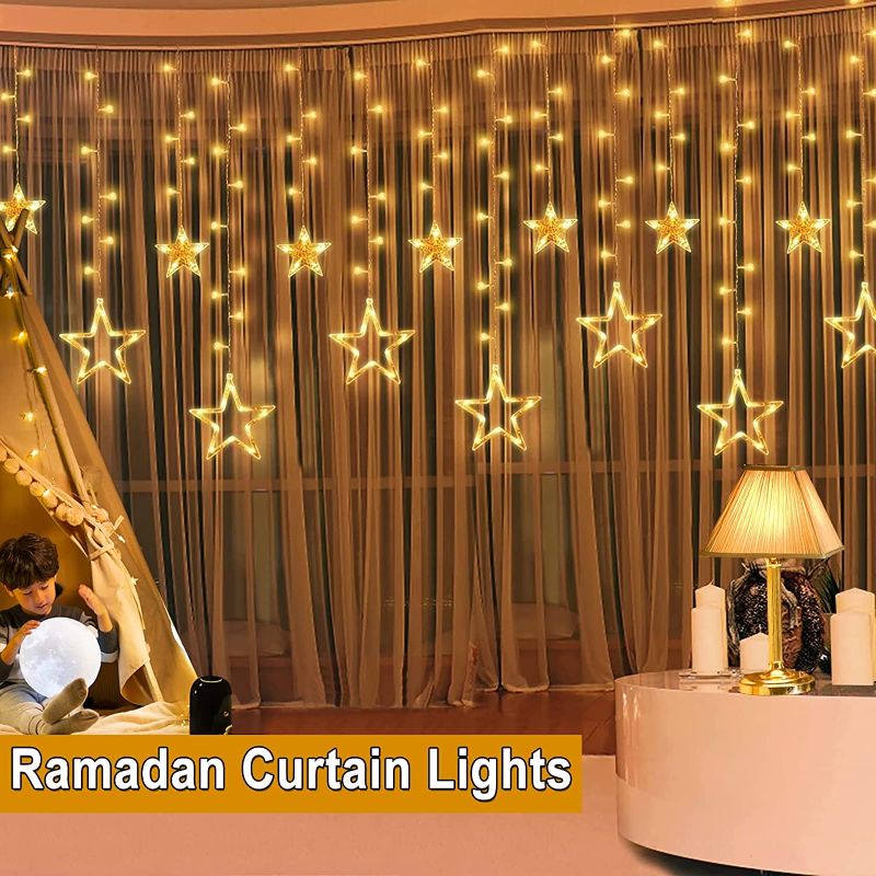 Photo 1 of TURNMEON 138 LED Stars Curtain Lights, 8 Modes Timer Remote Control USB Powered