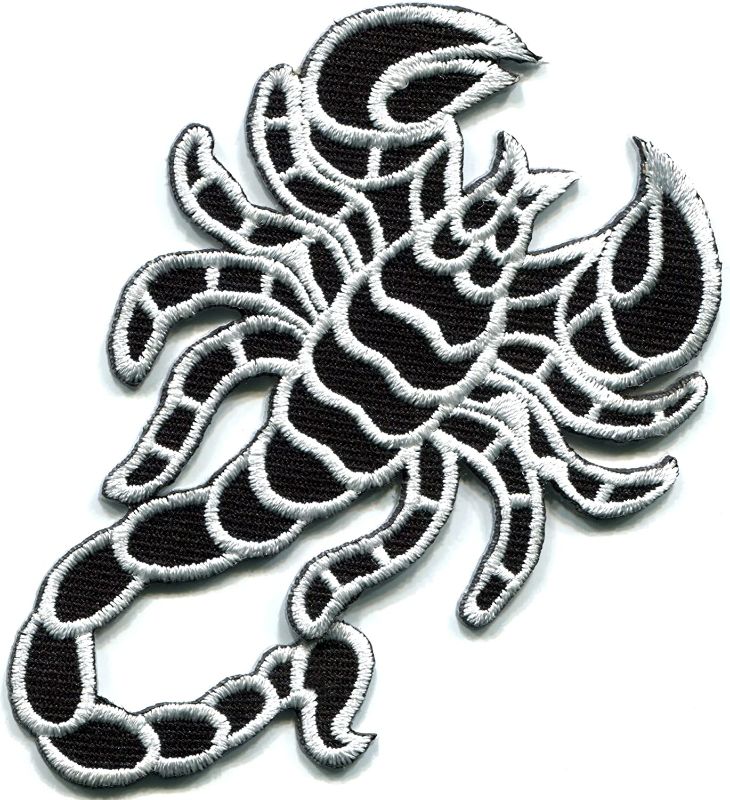 Photo 1 of White Scorpion tattoo biker embroidered applique iron-on patch new 
