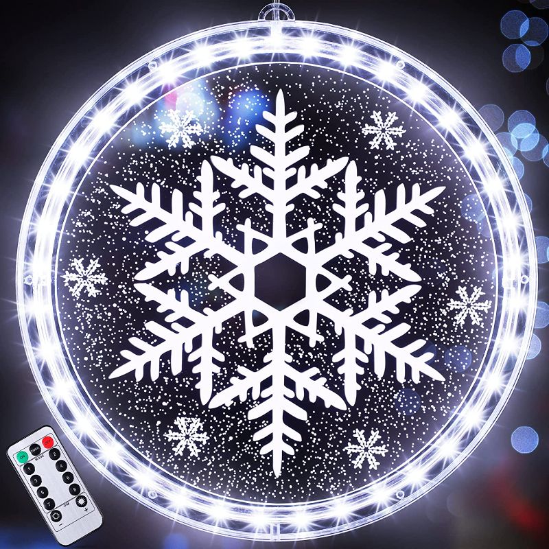 Photo 1 of 8 Modes Christmas Window Decoration Lights, 8'' Large LED with Remote Portable, (Snowflake)