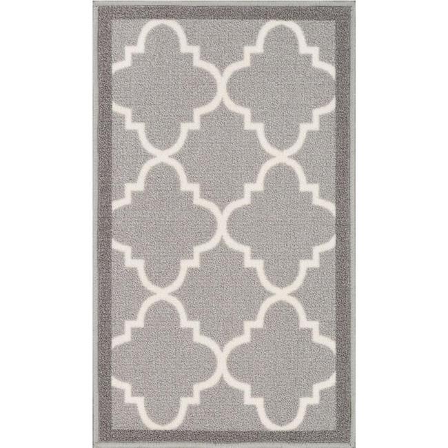 Photo 1 of 6518-2S Brooklyn Trellis Modern Non Slip Washable Rug, Grey - 1 Ft. 8 in. X 5 Ft.
