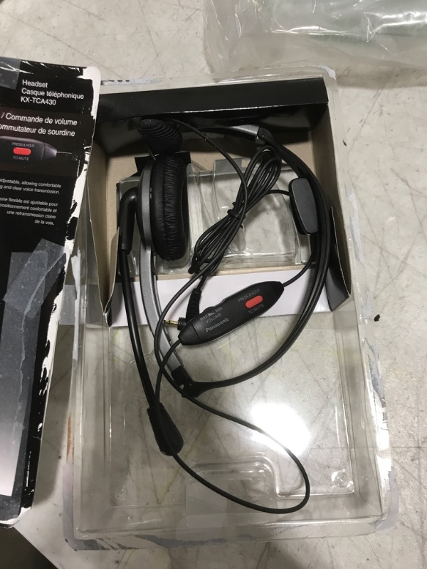 Photo 1 of Panasonic Comfort Fit Headset for TCA Series Cordless Landline Phones, Foldable Headset with Flexible Noise-Cancelling Microphone and Volume Control, 2.5 mm Plug, Grey/Silver KX-TCA430