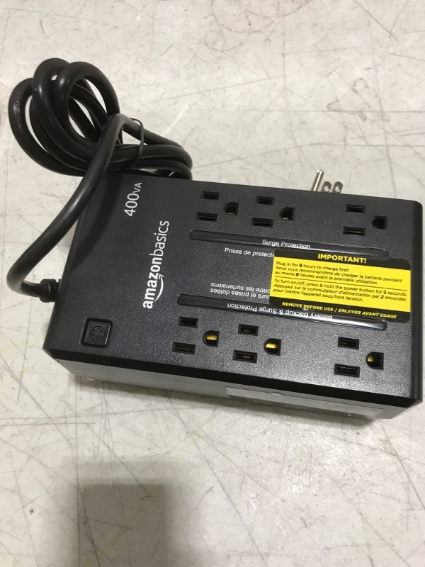 Photo 2 of Amazon Basics Standby UPS 400VA 255W Surge Protector Battery Power Backup, 6 Outlets - Black Standby 6 Outlet (400VA)