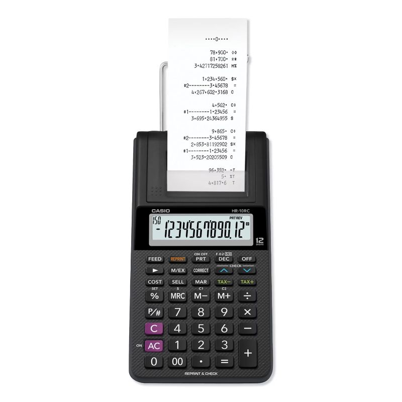 Photo 1 of Casio HR-10RC Printing Calculator, 12-Digit Display, Black