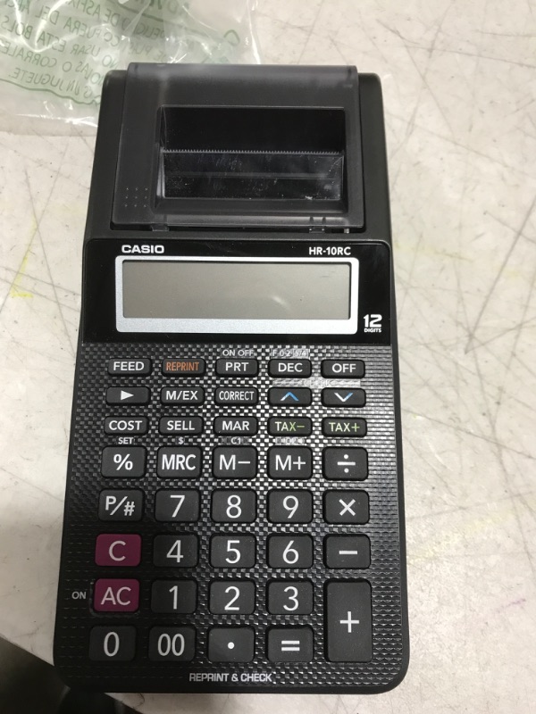 Photo 2 of Casio HR-10RC Printing Calculator, 12-Digit Display, Black