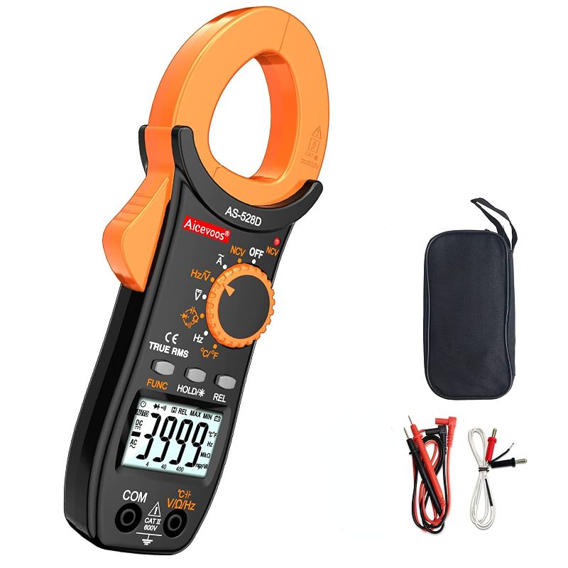 Photo 1 of Aicevoos 528D Digital Clamp Meter 4000 Counts Amp Voltage Tester Auto-ranging,Measures AC Current,AC/DC Voltage,Temperature Capacitance Resistance Diodes
