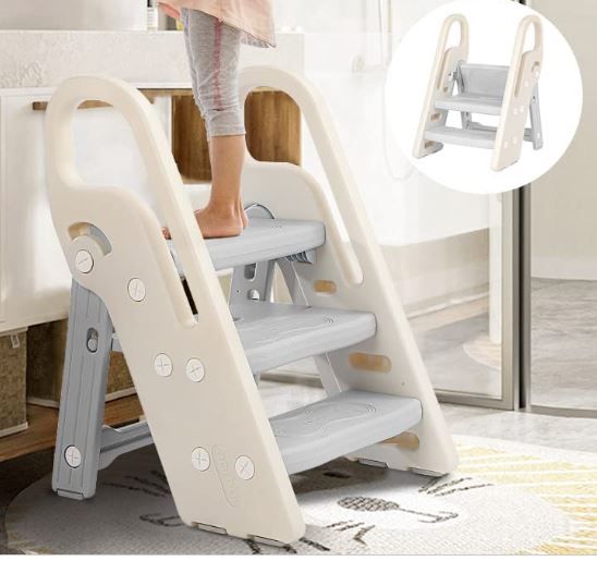 Photo 1 of Foldable Toddler Step Stop for Bathroom Sink, Adjustable 3 Step Stool for Kids T
