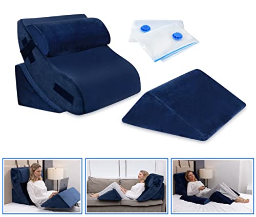 Photo 1 of 4 Pcs Bed Wedge Pillow - Post Surgery Advanced Adjustable Pillow Set with Memory Foam - Relief System for Shoulder Back, Neck and Leg Elevation
