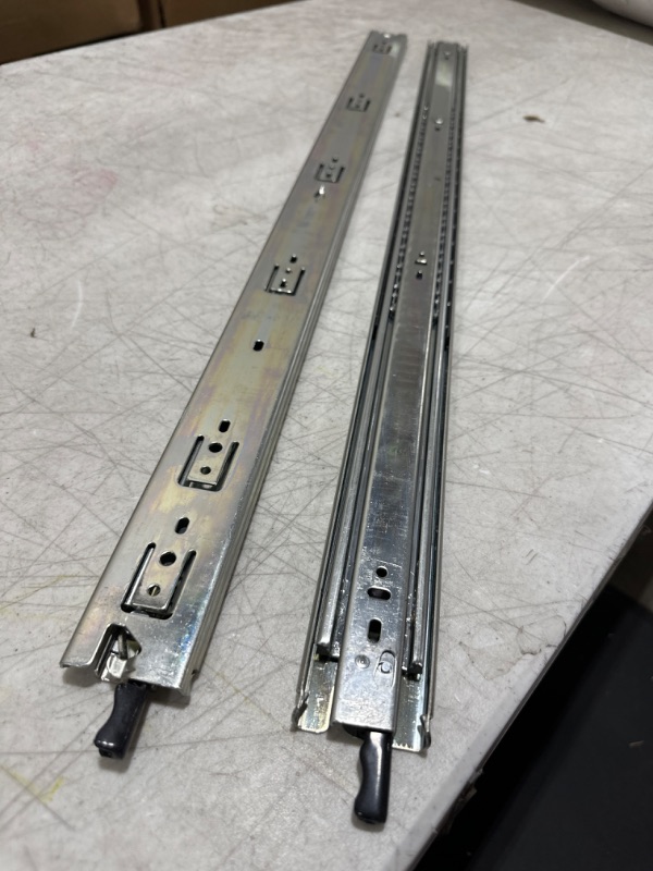 Photo 2 of 1 Pair 32" Full Extension 250 LB Capacity Drawer Slides Steel Roller Bearings Quick Disconnect
