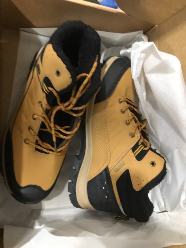 Photo 2 of AX BOXING Mens Snow Boots Winter Boots Fur Lined Anti-Slip Warm Hiking Boots Outdoor Shoes 12 B_yellow(fur Lined)