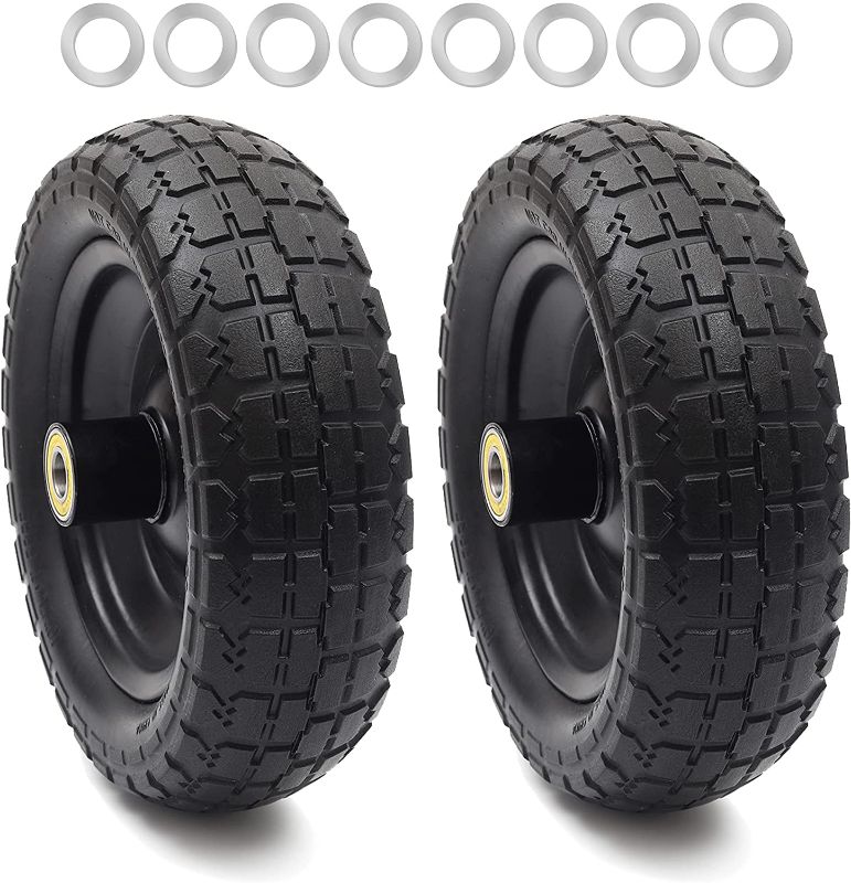 Photo 1 of (2-Pack) 13‘’ Tire for Gorilla Cart - Solid Polyurethane Flat-Free Tire and Wheel Assemblies - 3.15” Wide Tires with 5/8 Axle Borehole and 2.1” Hub 13“ Wheels - 2 Pack