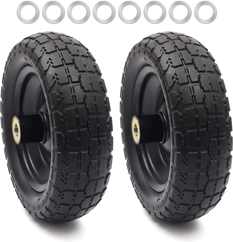 Photo 1 of (2-Pack) 13‘’ Tire for Gorilla Cart - Solid Polyurethane Flat-Free Tire and Wheel Assemblies - 3.15�” Wide Tires with 5/8 Axle Borehole and 2.1” Hub 13“ Wheels -2 Pack