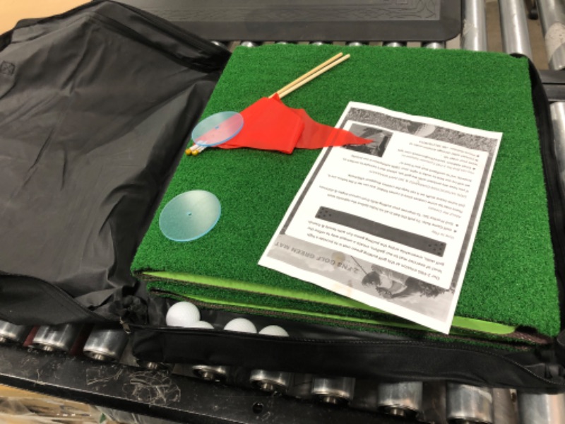 Photo 2 of 2-FNS Golf Putting Game Set, 11.5 Feet Golf Putting Green Mat with 4 Golf Balls and 1 Portable Bag for Indoor Outdoor Home Office Backyard Fun Red