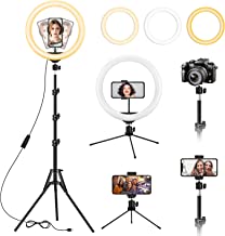 Photo 1 of 13 inch Ring Light with Floor Tripod and Desk Stand(Ringlight Kit Totally 74" Tall), LED Circle Light with Phone Holder, for Photo Selfie, Video Recording, Zoom Meeting
