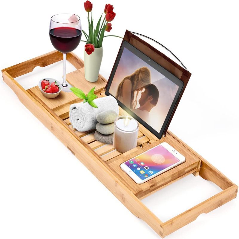 Photo 1 of 
Homemaid Living Luxury Bamboo Bathtub Tray - Expandable Bathroom Tray with Reading Rack or Tablet Holder