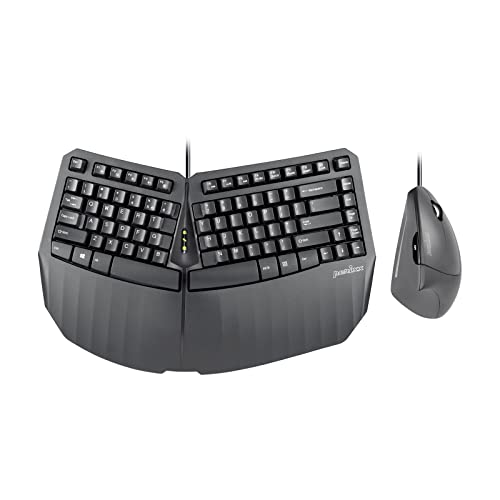 Photo 1 of Perixx PERIDUO-413B US, Wired USB Ergonomic Compact Split Keyboard and Vertical Mouse - Bundle with a 6-Button Ergonomic Vertical Mouse - Black - US E
