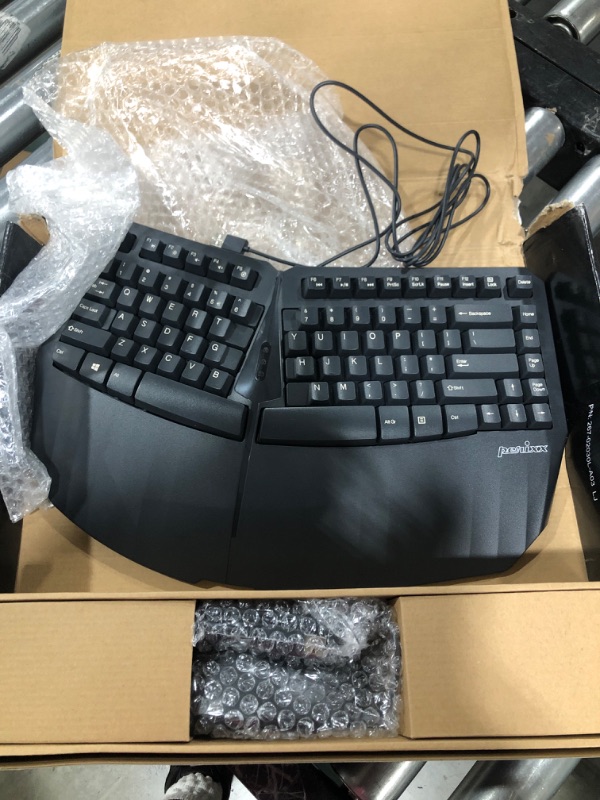 Photo 2 of Perixx PERIDUO-413B US, Wired USB Ergonomic Compact Split Keyboard and Vertical Mouse - Bundle with a 6-Button Ergonomic Vertical Mouse - Black - US E
