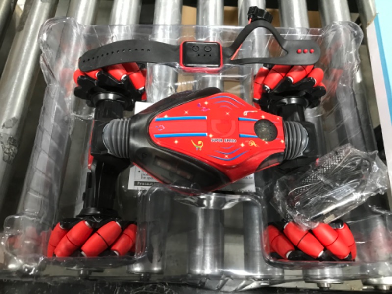 Photo 1 of Boxgear 1:12 Gesture Sensing RC Stunt Car Off-Road, Four-Wheel Drive, Sports Mode, 40 Min Standby Suitable for Any Terrain, 2.4G Gesture Controlled Double-Sided Remote-Control Car Toy for Kids (Red)
